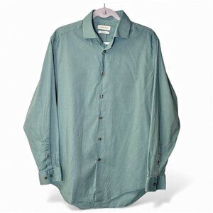 Calvin Klein Madison men's blue long sleeve button-down slim fit shirt size L